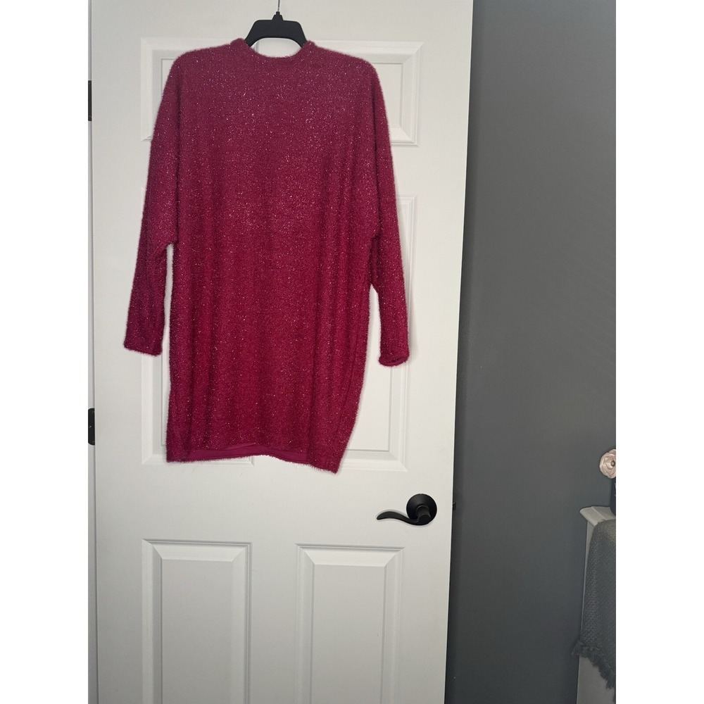 Hm Glittery Oversized Pullover Sweater Dress Small Barbiecore Pink Nwt